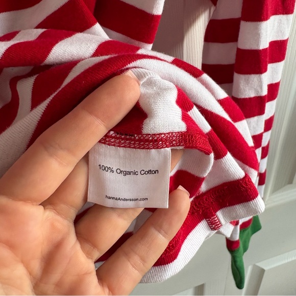 Hanna Andersson L Striped Red White Pajama Long Sleeve Top Christmas Festive - Picture 4 of 7